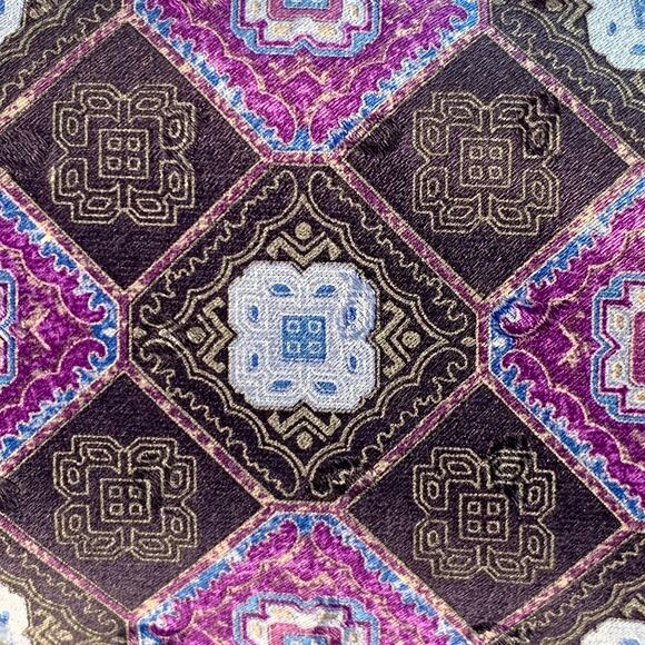 ERMENEGILDO ZEGNA Purple Navy Abstract Floral Silk Tie - Picture 2 of 6